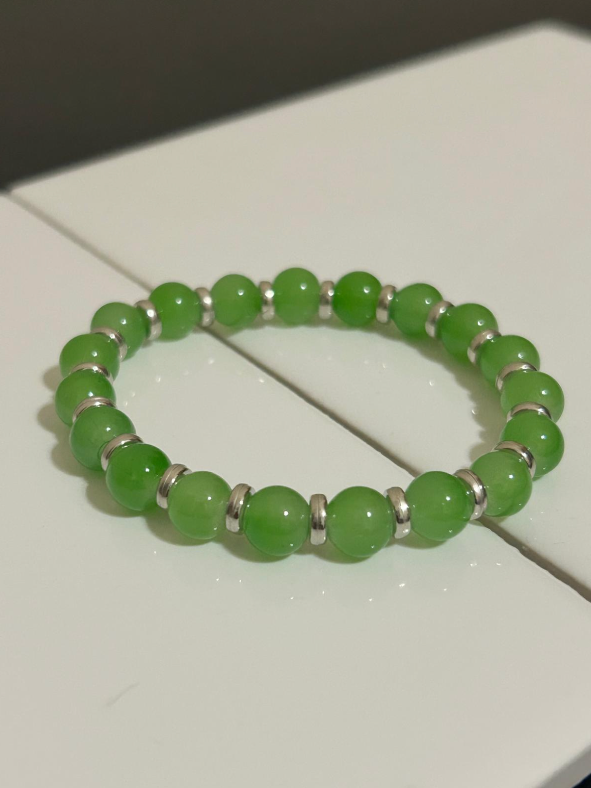 Glass bead Bracelets with Silver Intervals