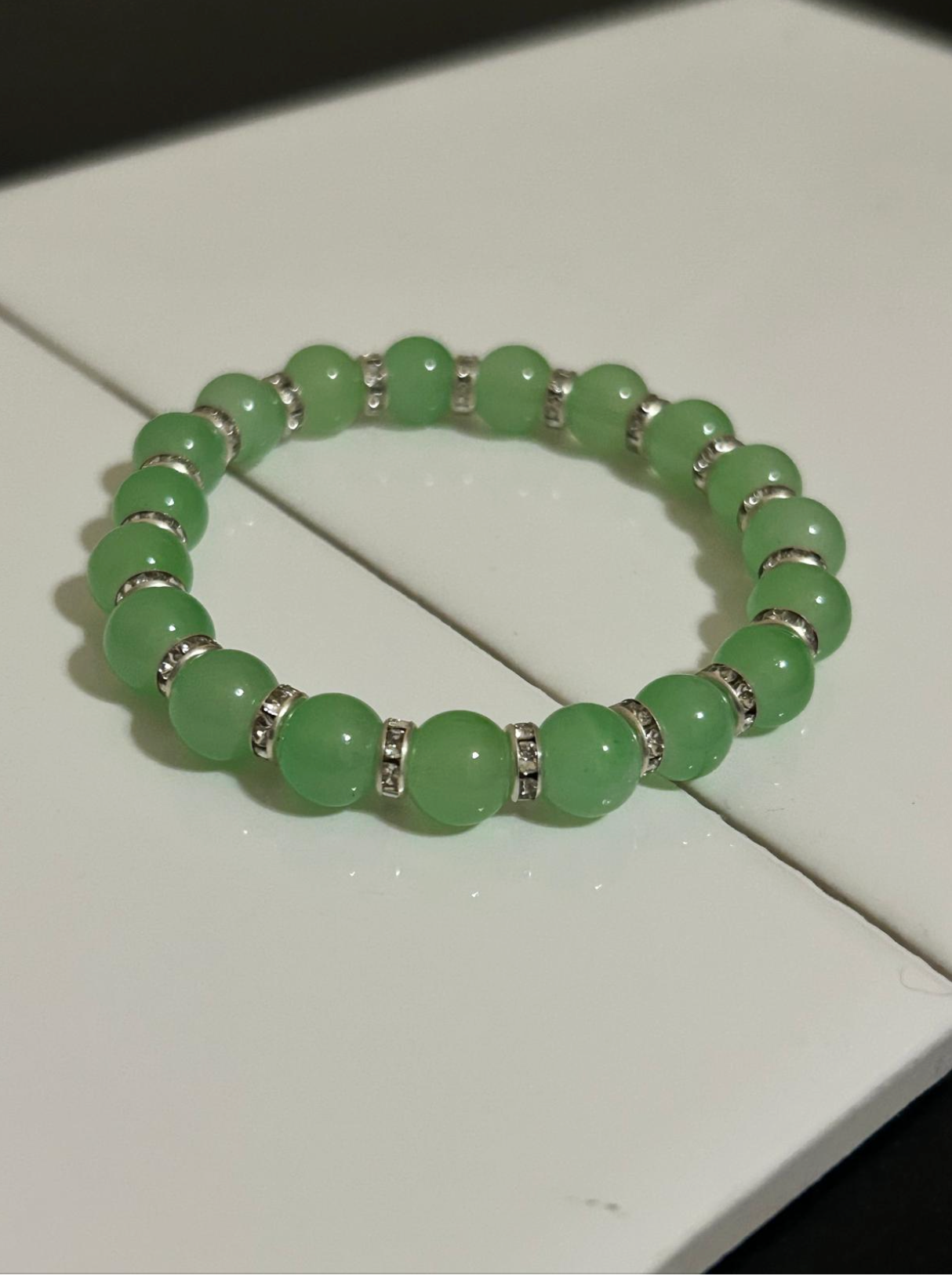 Glass bead Bracelets with Silver Intervals