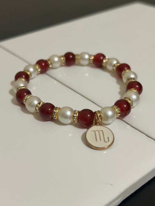 Beaded Bracelet with Mixed Colors, A charm, and intervals