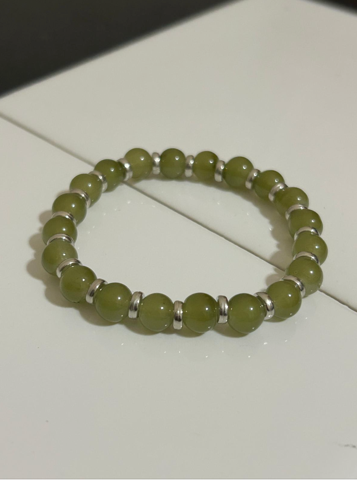 Glass bead Bracelets with Silver Intervals