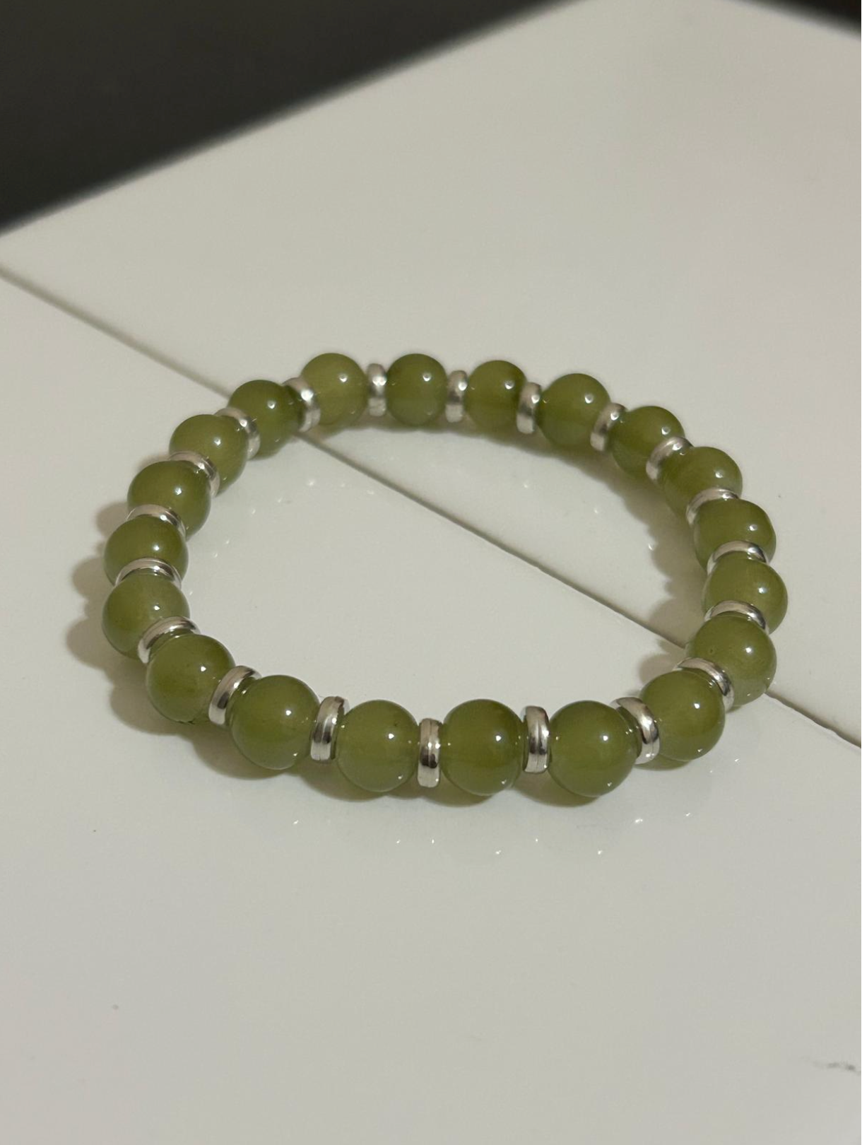 Glass bead Bracelets with Silver Intervals