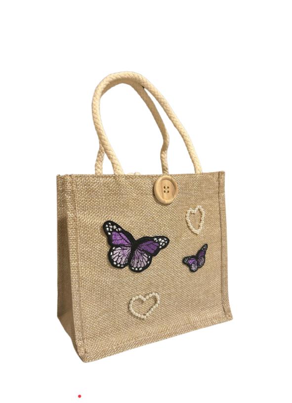 Butterfly Bliss Jute Tote Bag & Pouch Set