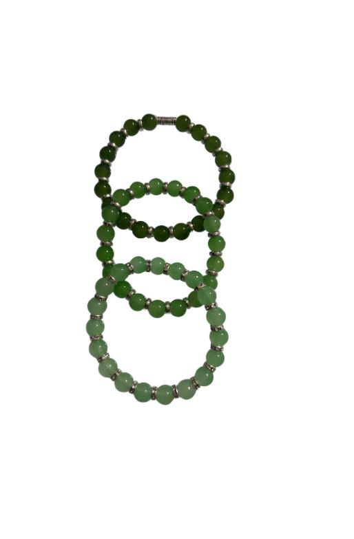 Tranquil Forest – Green Bead Bracelet Trio (Set of 3)