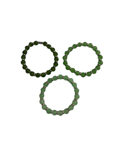 Tranquil Forest – Green Bead Bracelet Trio (Set of 3)