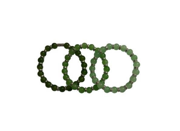 Tranquil Forest – Green Bead Bracelet Trio (Set of 3)