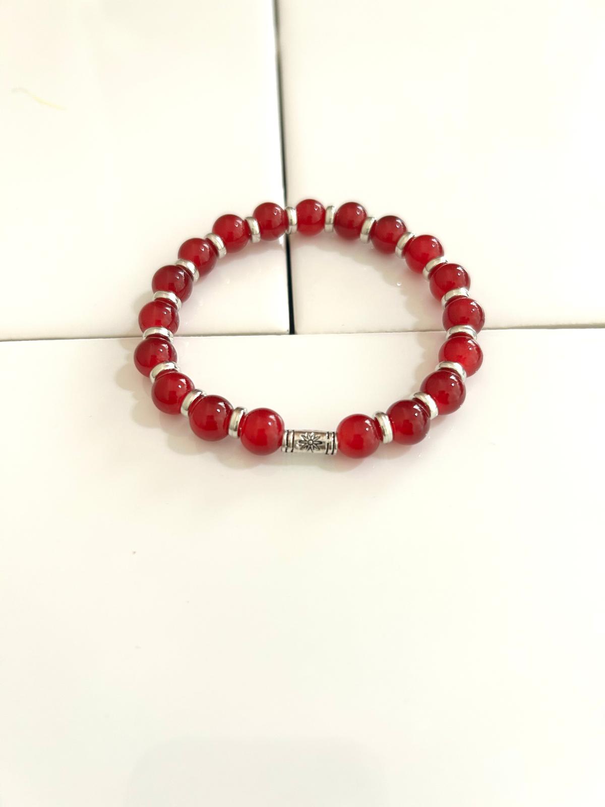 Yellow, Maroon, Orange, Teal Bracelet Set with Silver Intervals