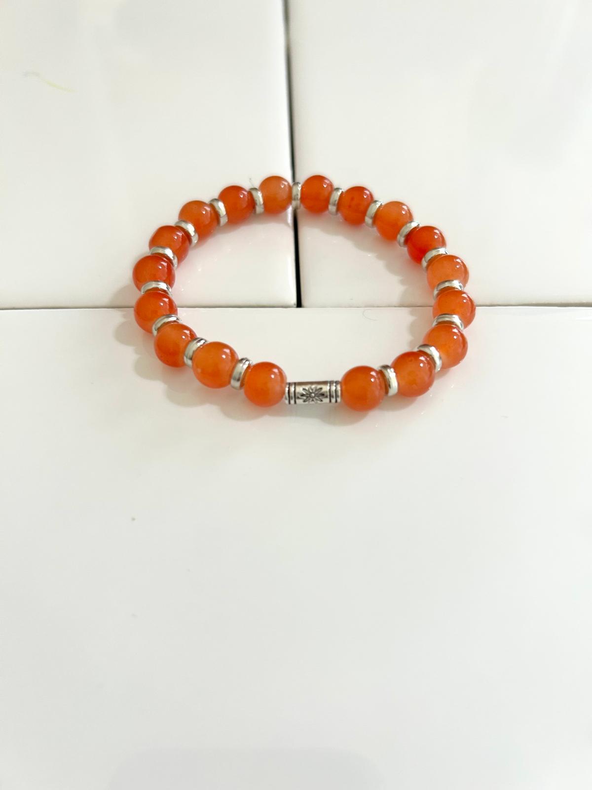 Yellow, Maroon, Orange, Teal Bracelet Set with Silver Intervals